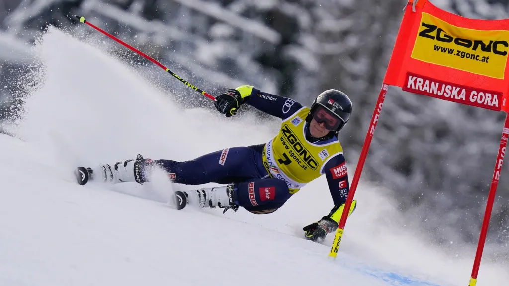 Sara Hectorová během obřího slalomu SP v Kranjské Goře
