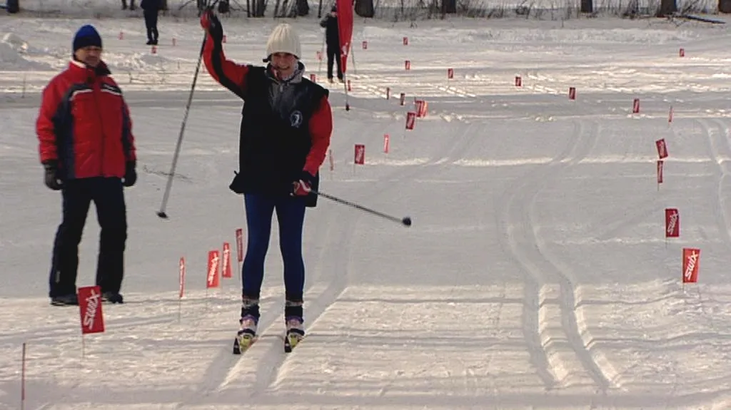Květa Jeriová-Pecková v cíli Šumavské třicítky