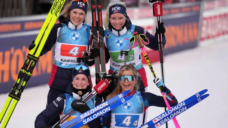 Záznam ženské štafety v Ruhpoldingu