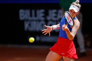 Markéta Vondroušová během utkání BJK Cupu