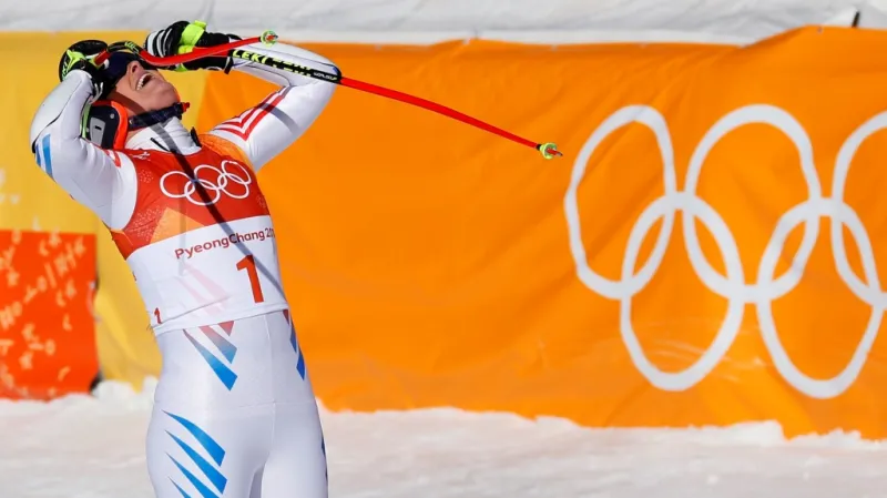 Lindesy Vonnová v cíli olympijského super-G