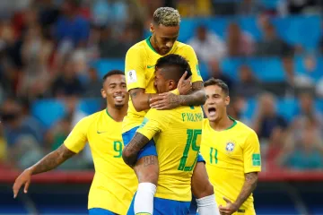 Slavící fotbalisté Brazílie