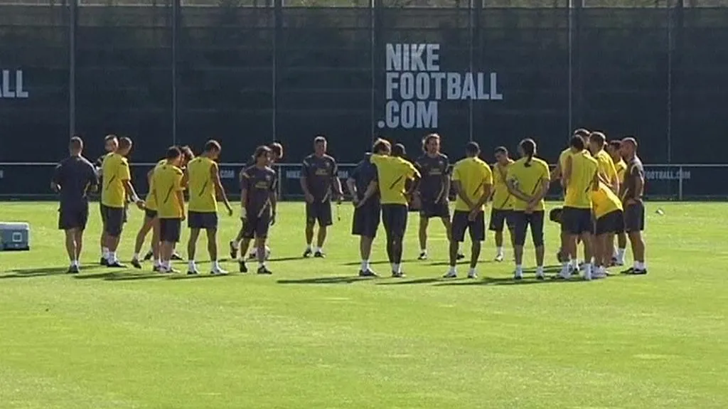 Trénink fotbalistů Barcelony