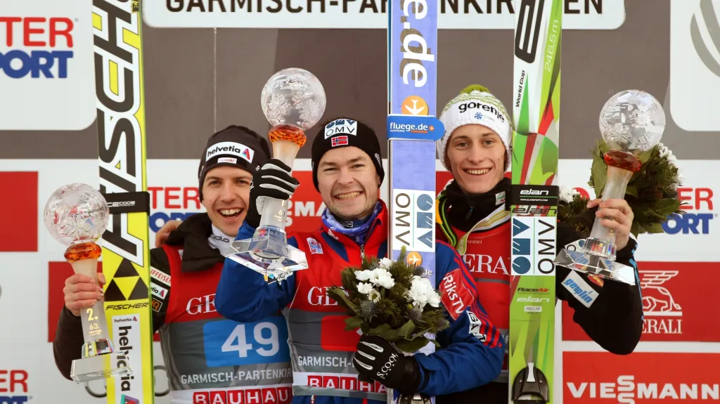 Tři nejlepší skokané závodu v Garmisch-Partenkirchenu