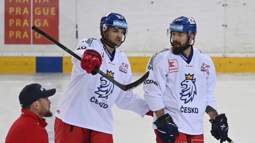 Michael Frolík předává pokyny parťákovi Milanu Gulašovi