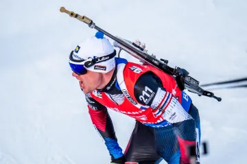 Michal Krčmář v cíli stíhačky