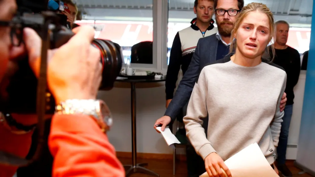 Norská běžkyně na lyžích Therese Johaugová po oznámení o suspendaci