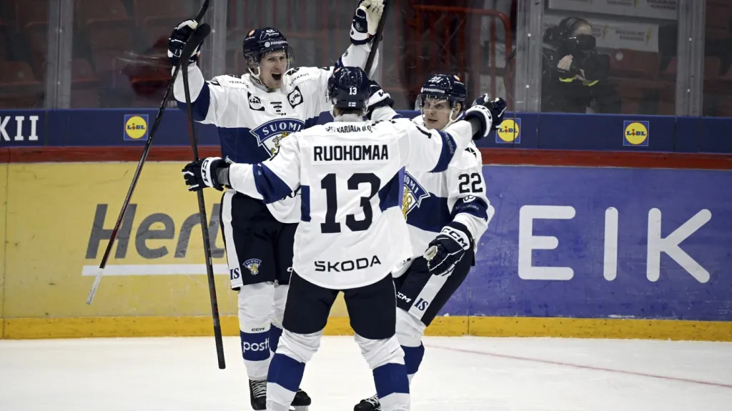 Radost hokejistů Finska