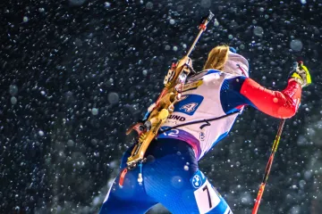Biatlon SP Östersund – štafeta žen (nástřel)