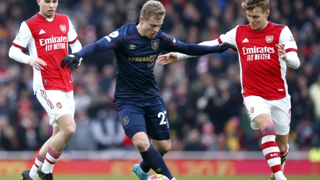 Matěj Vydra v utkání proti Arsenalu