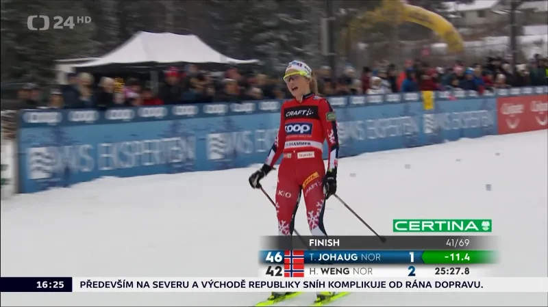 Johaugová přidala už 83. individuální triumf v závodě SP