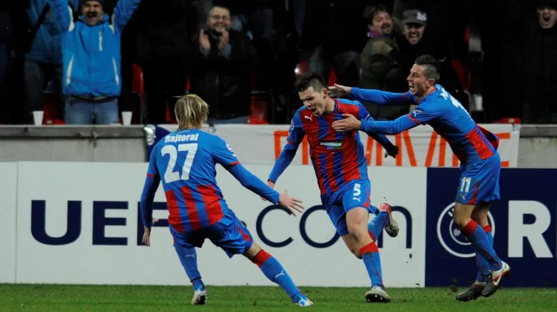 Radost hráčů Plzně z vyrovnávacího gólu