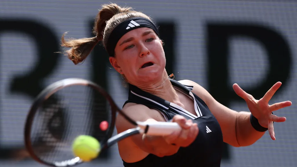 Karolína Muchová v utkání s Jil Teichmannovou