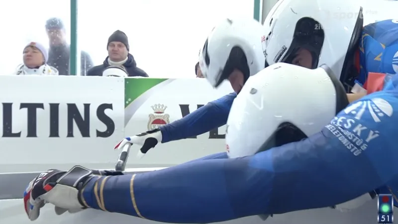 Výkon čtyřbobu Matěje Běhounka v 1. kole SP ve Winterbergu