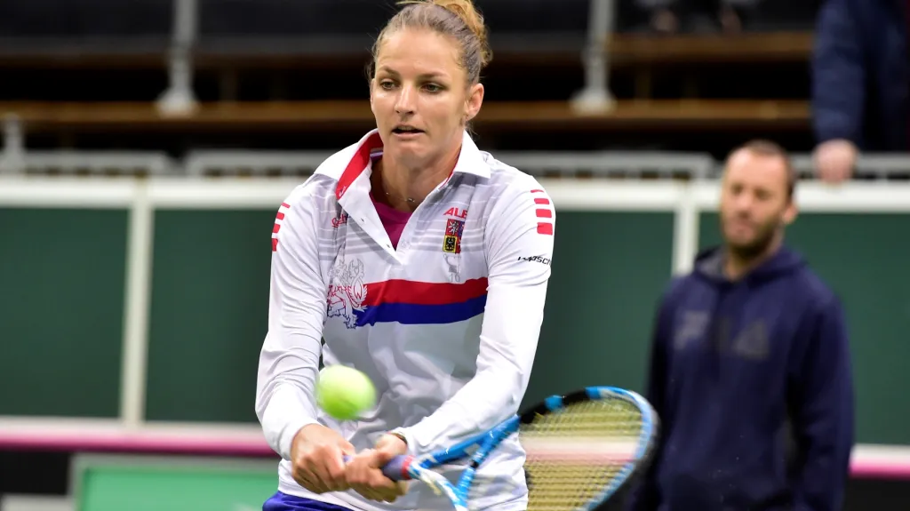 Karolína Plíšková během tréninku na Fed Cup