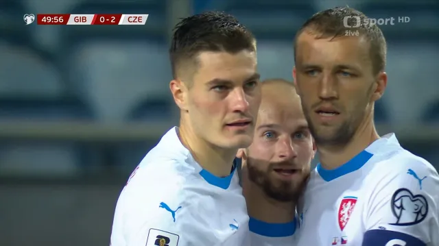 Gól v utkání Gibraltar – Česko: Schick – 0:2 (50. min.)