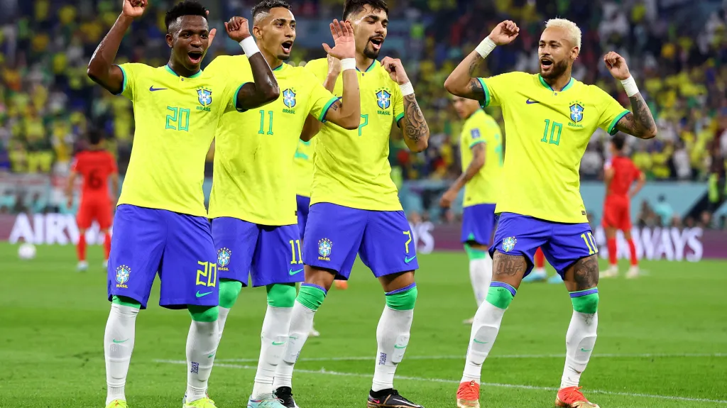 Slavící fotbalisté Brazílie