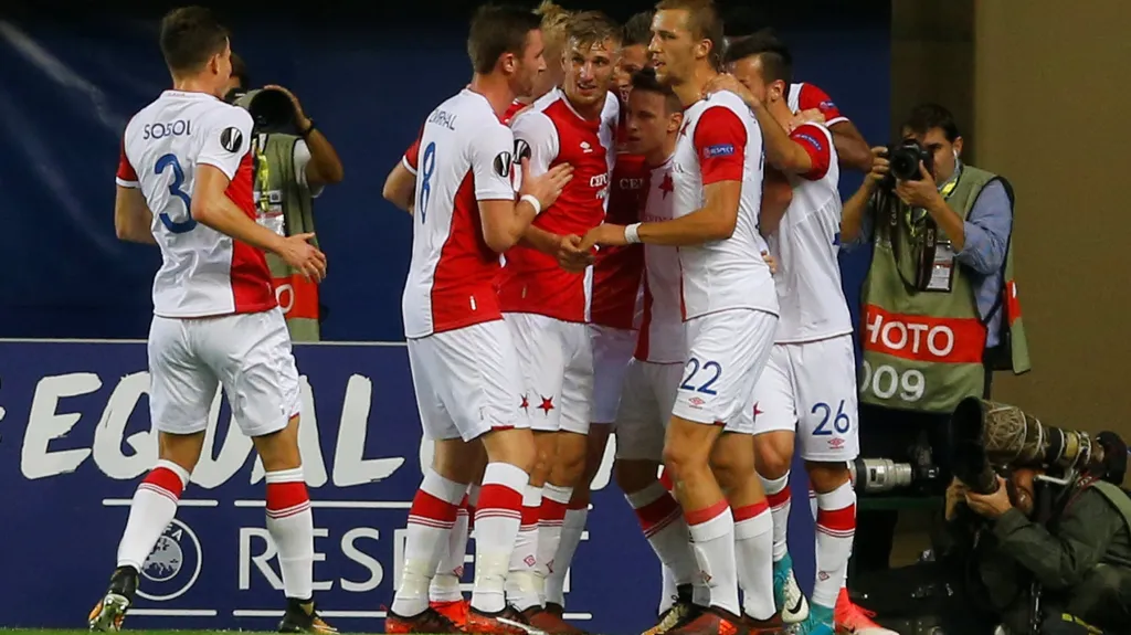 Radost fotbalistů Slavie