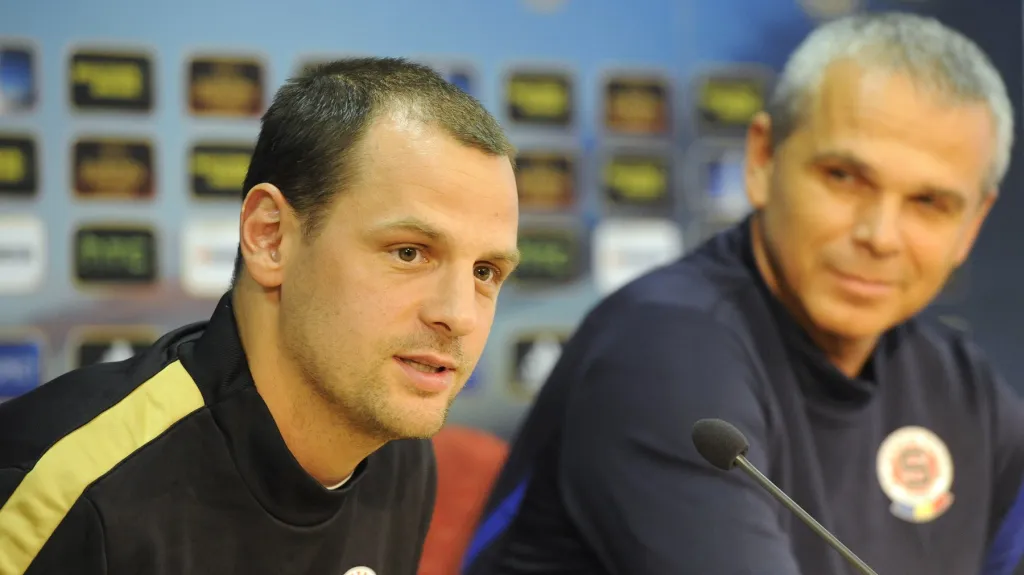 Trenér Sparty Lavička a kapitán Matějovský