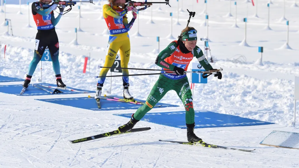 Frederika Sanfilipová po poslední střelbě ve štafetě