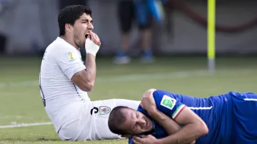 Luis Suárez těsně po incidentu s Giorgiem Chiellinim