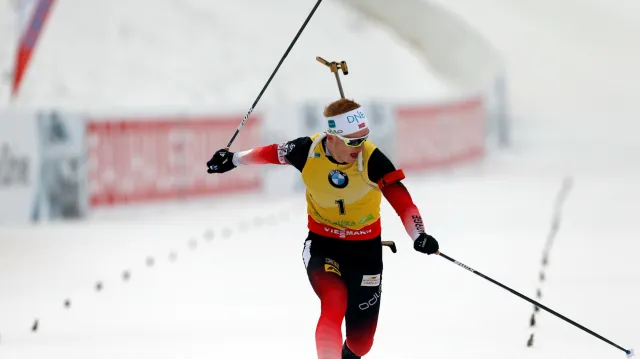 Sestřih stíhacího závodu biatlonistů v Pokljuce