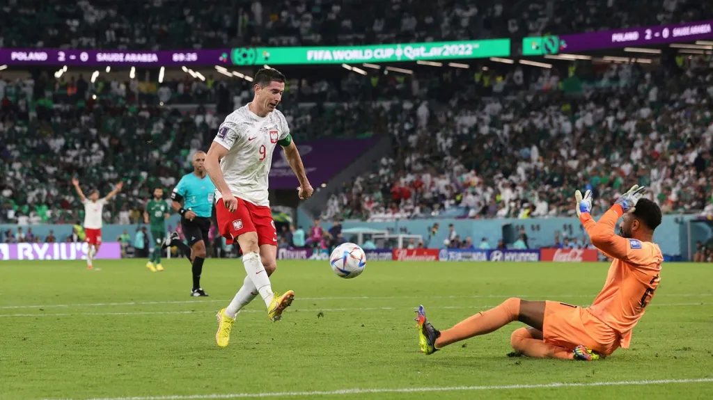 Lewandowski dává gól Saúdské Arábii