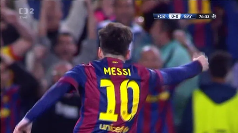 Gól v utkání Barcelona - Bayern: Messi - 1:0 (77. min.)