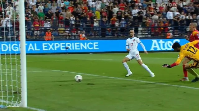 Gól v utkání Černá Hora – Česko: Černý – 0:2 (90.+6. min.)
