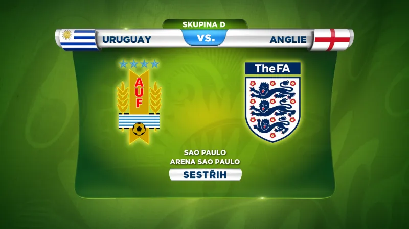 Sestřih utkání Uruguay - Anglie
