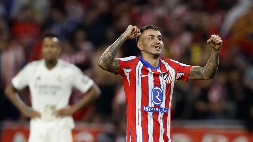 Angel Correa se raduje z vyrovnání v zápase Atlético – Real
