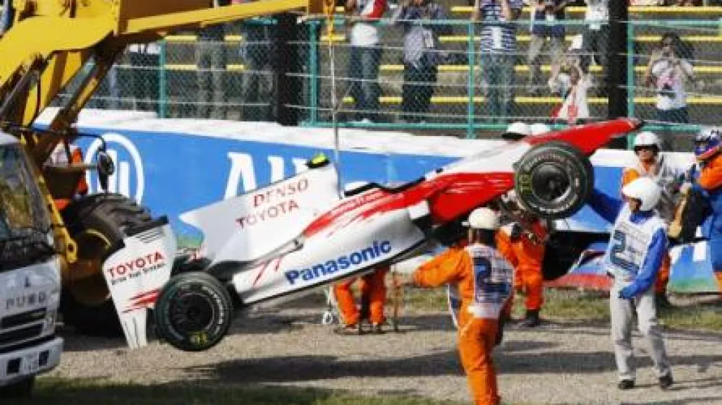 Vůz Tima Glocka po nehodě