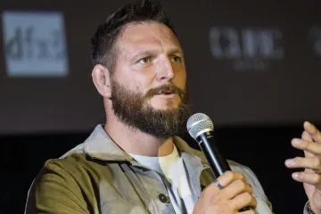 Lukáš Krpálek na TK po projekci filmu Jemný rváč