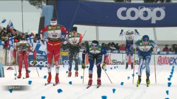 Čtvrtfinále sprintu klasicky s Jiřím Tužem na SP v Ruce