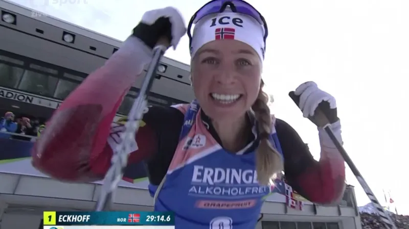 Sestřih stíhacího závodu žen v Hochfilzenu