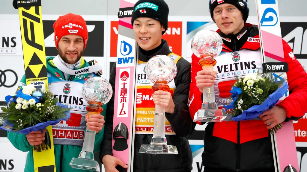 Markus Eisenbichler, Rjoju Kobajaši a Dawid Kubacki