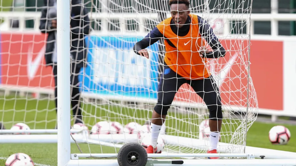 Callum Hudson-Odoi na tréninku anglické reprezentace
