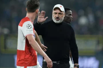 Trenér Slavie Jindřich Trpišovský po utkání v Bergamu