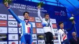Medailový ceremoniál ME v cyklokrosu po závodě juniorů