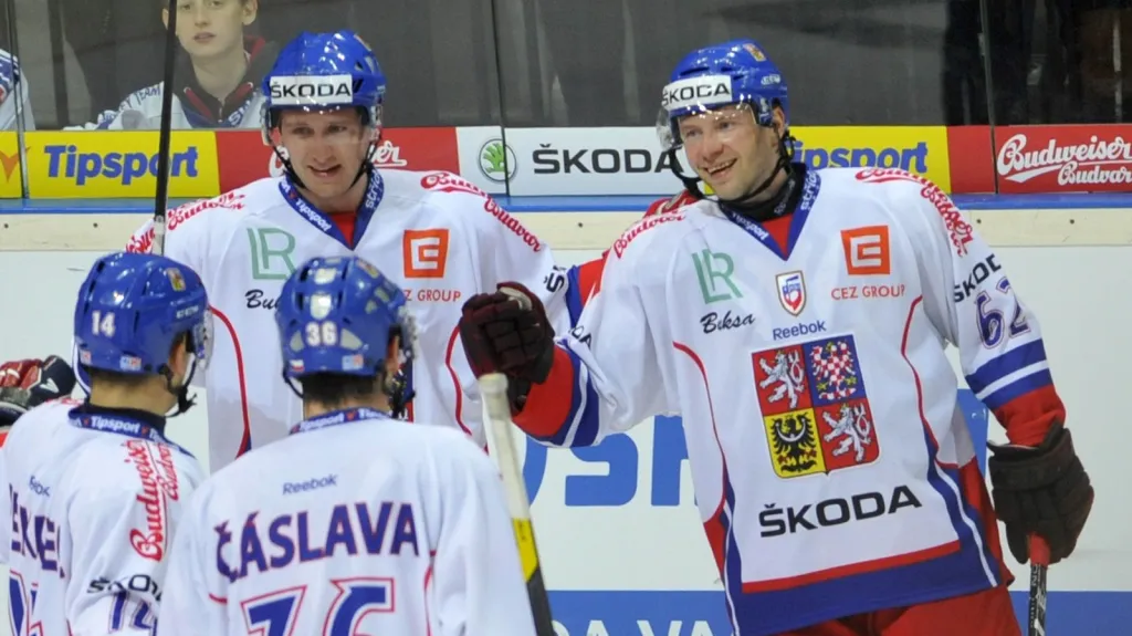 Čeští hokejisté v zápase se Slovenskem