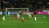 Šance v utkání Česko U21 - Anglie U21: Vydrovu  střelu zastavil obránce (25. min.)