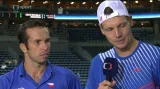 Tomáš Berdych a Radek Štěpánek po postupu do finále Davisova poháru