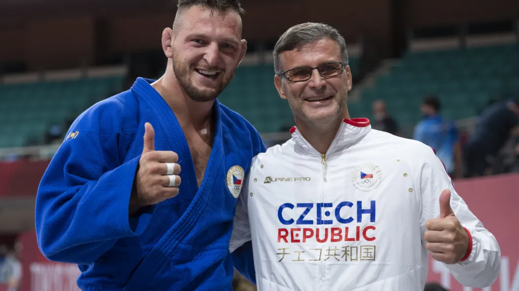 Lukáš Krpálek s trenérem Petrem Lacinou