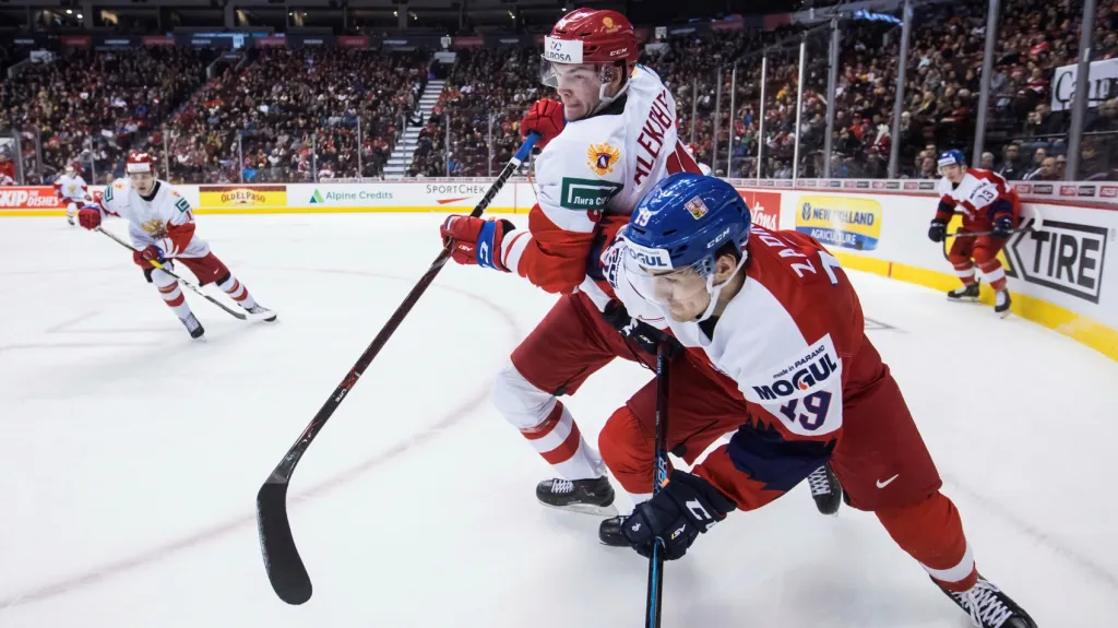 Filip Zadina v utkání proti Rusku