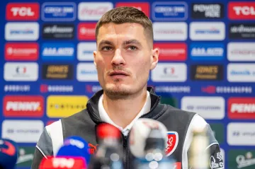 Patrik Schick na tiskové konferenci