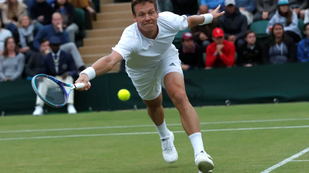 Tomáš Berdych v zápase s Jiřím Veselým