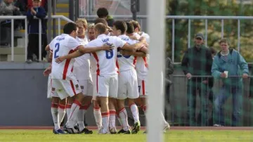 Radost českého týmu z gólu