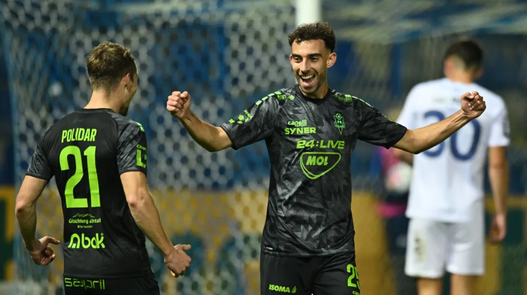 Sebastian Nebyla z Jablonce se raduje z gólu v Liberci