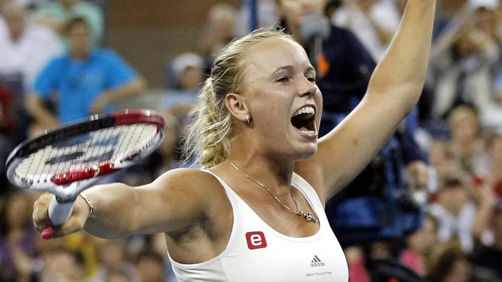 Caroline Wozniacká se raduje z výhry