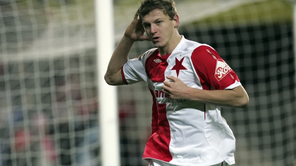 Tomáš Necid v dresu Slavie